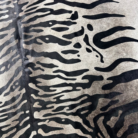 Java Tiger with Grey Background Cowhide Rug Size: 7.2x6 feet Z-362