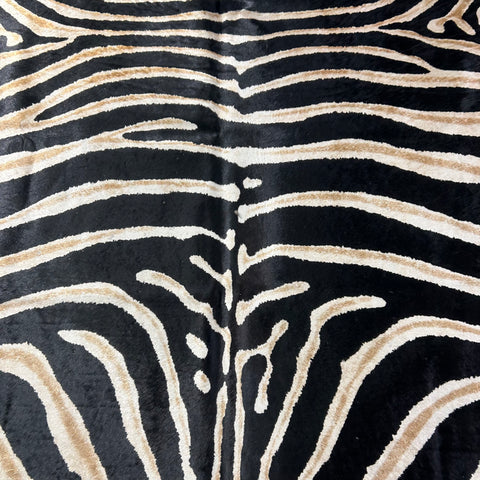 Genuine Zebra Print Cowhide Rug Size: 7.5x6 feet Z-366