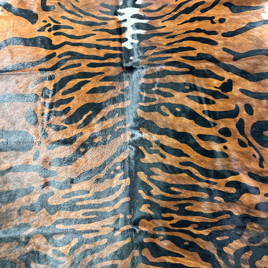 Java Tiger Print Cowhide Rug Size: 7.7x7 feet Z-368