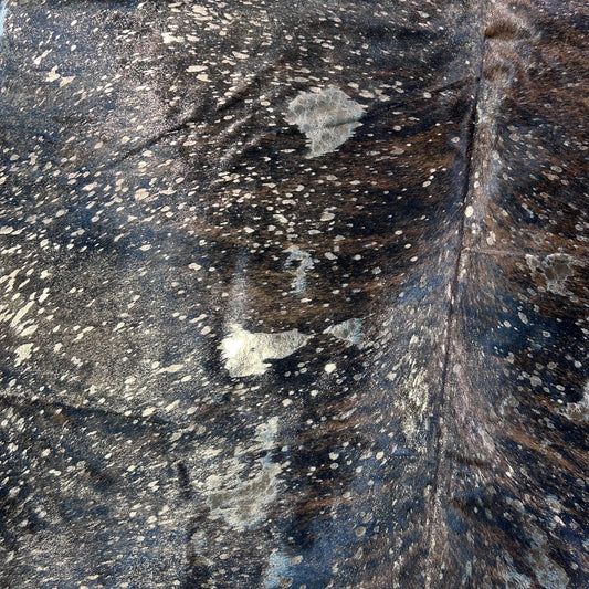 Brindle Cowhide Rug with Bronze Metallic Acid Washed Size: 7x6.7 feet Y-061