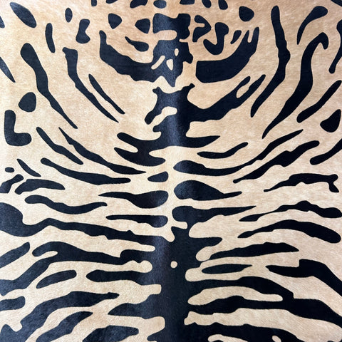 Tiger Print Cowhide Rug Size: 7x6 feet Z-370