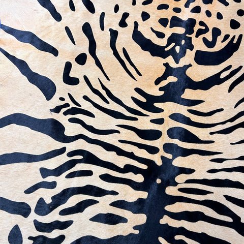 Tiger Print Cowhide Rug Size: 7.5x6.2 feet Z-371
