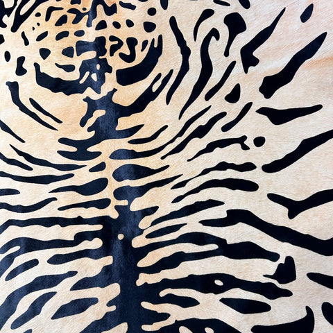 Tiger Print Cowhide Rug Size: 7.5x6.2 feet Z-371