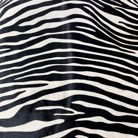 Zebra Print Cowhide Rug (some beige spots) Size: 7x6 feet Z-376