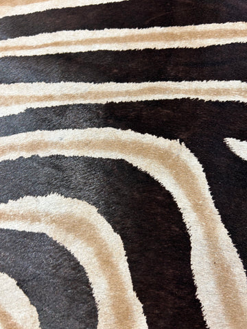 Genuine Zebra Print Cowhide Rug (has some scars and stripes are brown) Size: 7x5.7 feet D-097