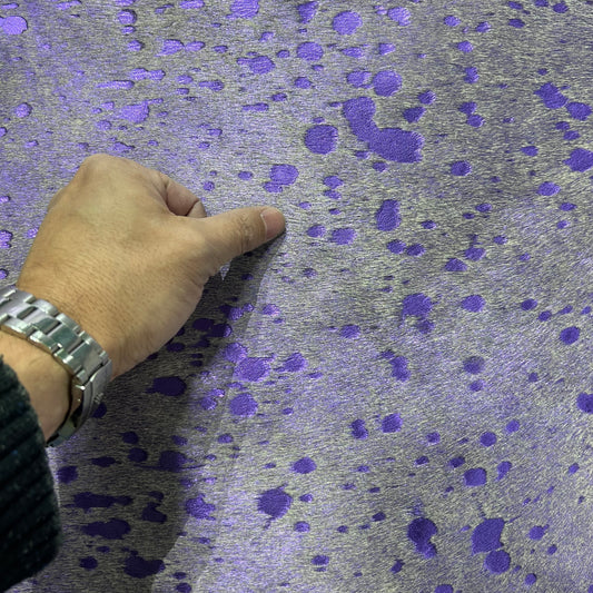 Purple Metallic Acid Washed Cowhide Rug Size: 7x7.2 feet J-059