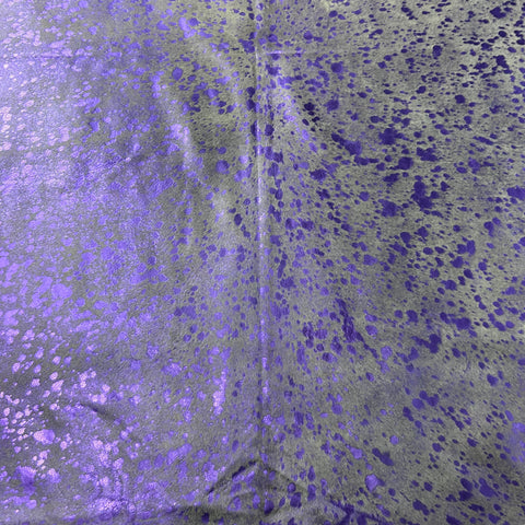 Purple Metallic Acid Washed Cowhide Rug Size: 7.5x8 feet J-060