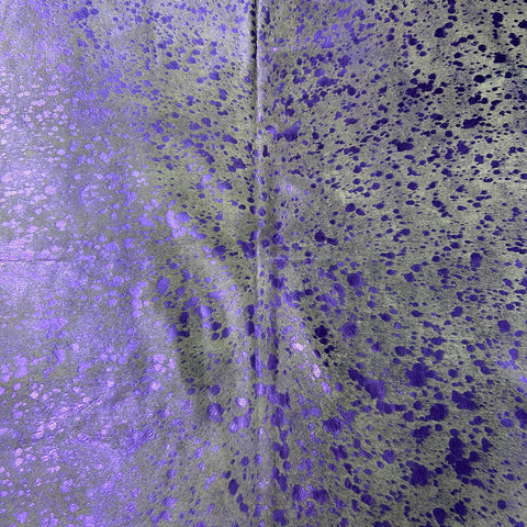 Purple Metallic Acid Washed Cowhide Rug Size: 7.5x8 feet J-060