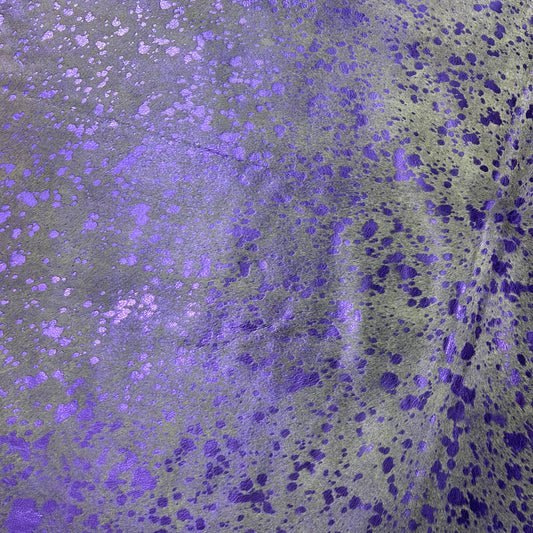Purple Metallic Acid Washed Cowhide Rug Size: 7.5x8 feet J-060