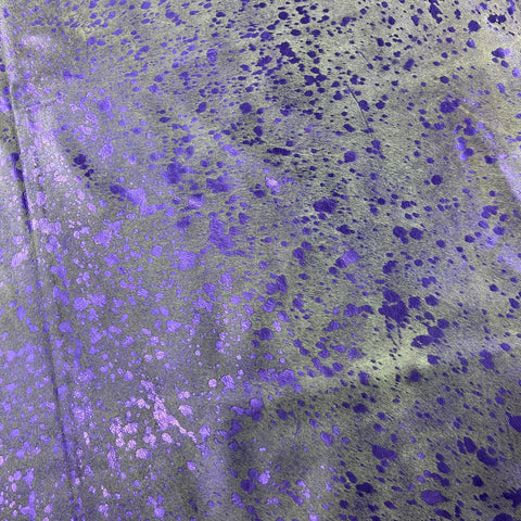 Purple Metallic Acid Washed Cowhide Rug Size: 7.5x8 feet J-060