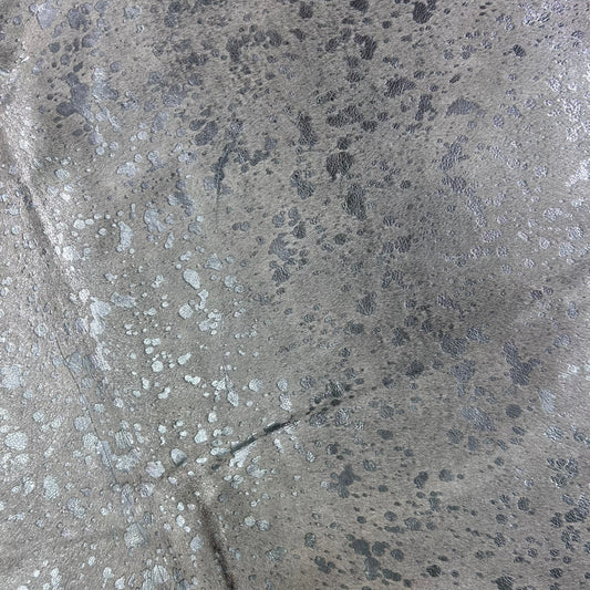 Silver Metallic Cowhide Rug Size: 7x7 feet J-061