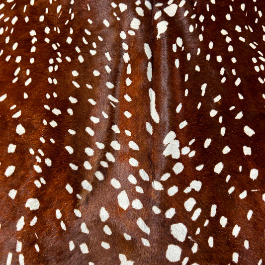 Axis Deer Cowhide Rug (dark background) Size: 7x6 feet D-617