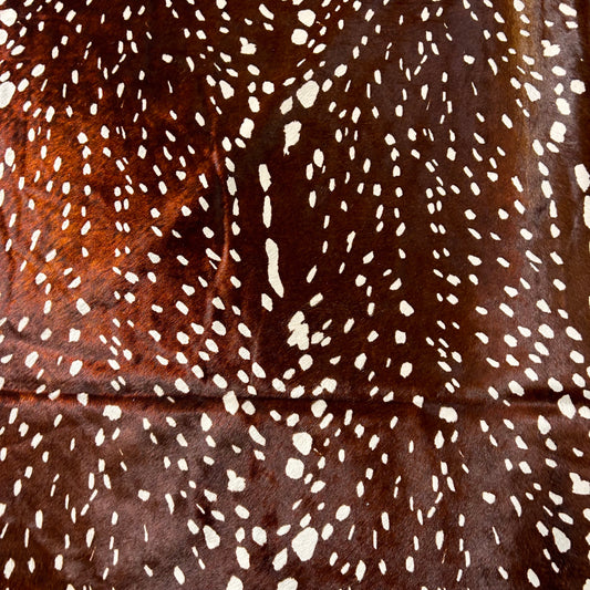 Axis Deer Cowhide Rug (dark background) Size: 7.5x6 feet D-619