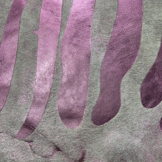 Small Pink Metallic Zebra Cowhide Rug Size: 6x5.7 feet J-137