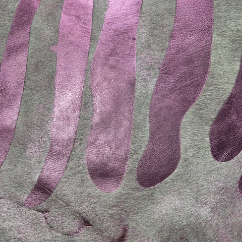 Small Pink Metallic Zebra Cowhide Rug Size: 6x5.7 feet J-137