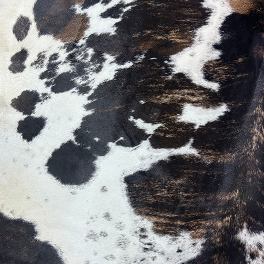 Tricolor Cowhide Rug (darker Brindle tones) Size: 7x7 feet J-069