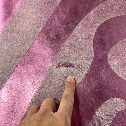 Small Pink Metallic Zebra Cowhide Rug Size: 6x5.7 feet J-138