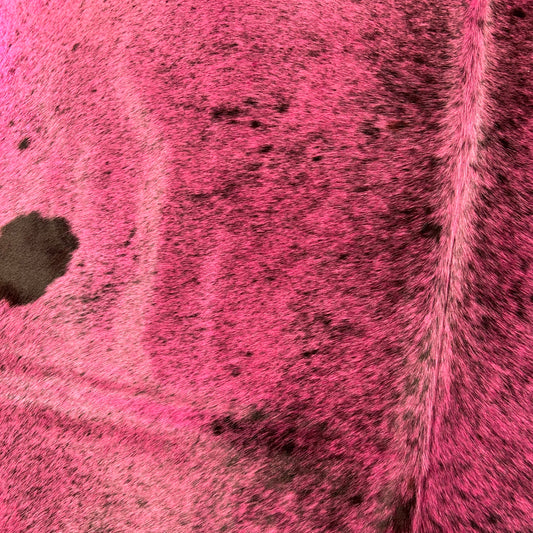Dyed Pink Salt & Pepper Cowhide Rug (2 patches) Size: 7x6 feet D-640