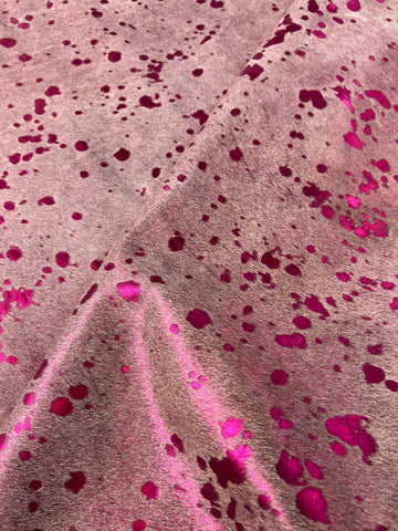Pink Metallic Cowhide Rug (1 stitch at the edge) Size: 8x7 feet D-111