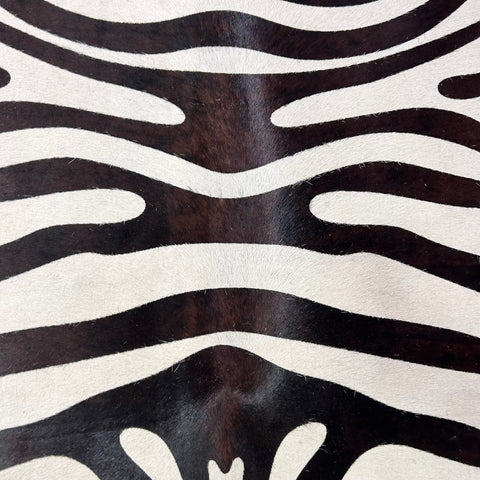 Zebra Print Cowhide Rug (neck has some beige areas/ stripes are a bit brown in the center) Size: 7.5x6 feet J-141