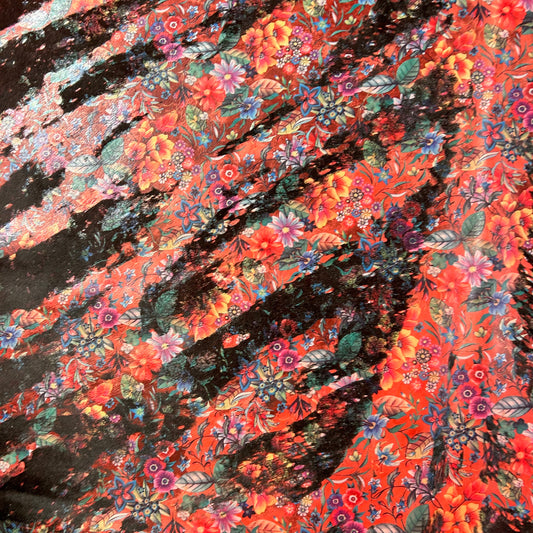 Floral Acid Washed Cowhide Rug Size: 7x7 feet D-643