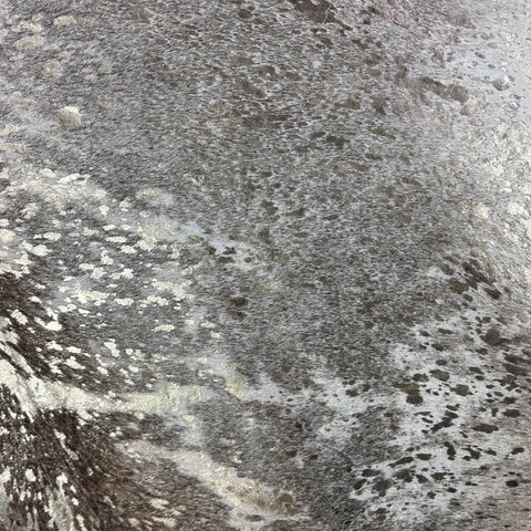 Grey Cowhide Rug with Rose Gold Metallic Acid Washed Size: 7.5x6.5 feet J-142