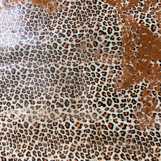 Leopard Acid Washed Brown Cowhide Rug Size: 7.5x6.7 feet D-644