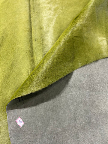 Dyed Lime Green Cowhide Rug Size: 8x7.2 feet D-116