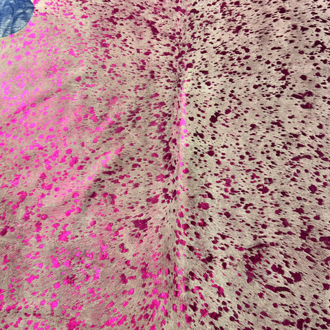 Pink Metallic Cowhide Rug Size: 7x6.5 feet J-145