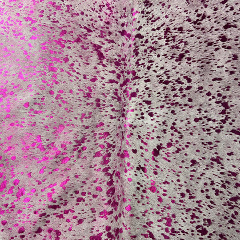 Pink Metallic Cowhide Rug Size: 7x6.5 feet J-145