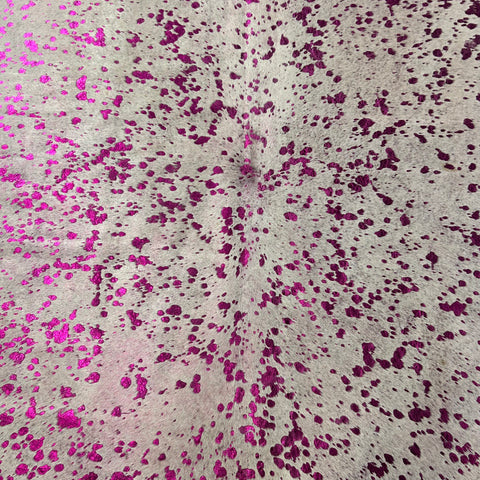 Pink Metallic Cowhide Rug Size: 5.2x5.2 feet J-148