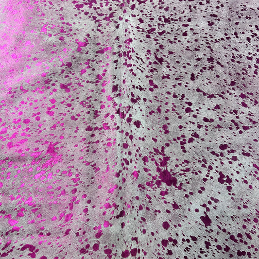 Pink Metallic Cowhide Rug Size: 7x7 feet J-150