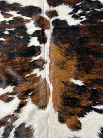 Tricolor Cowhide Rug (100% perfect and gorgeous!) Size: 7x7 feet D-122