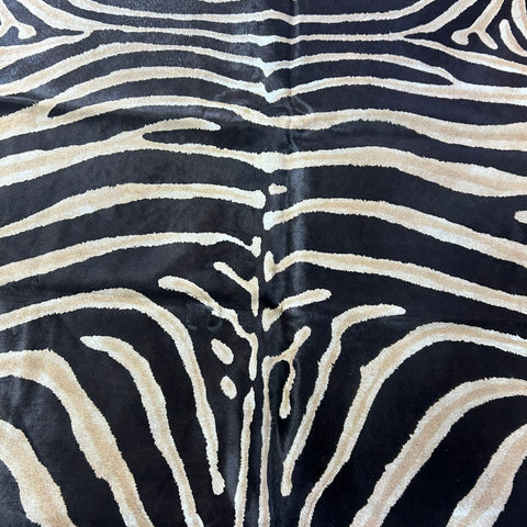 Genuine Zebra Cowhide Rug Size: 7x6 feet Z-188