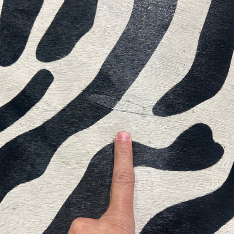 Upholstery Zebra Cowhide Rug (2 small patches) Size: 7x6.5 feet Z-377