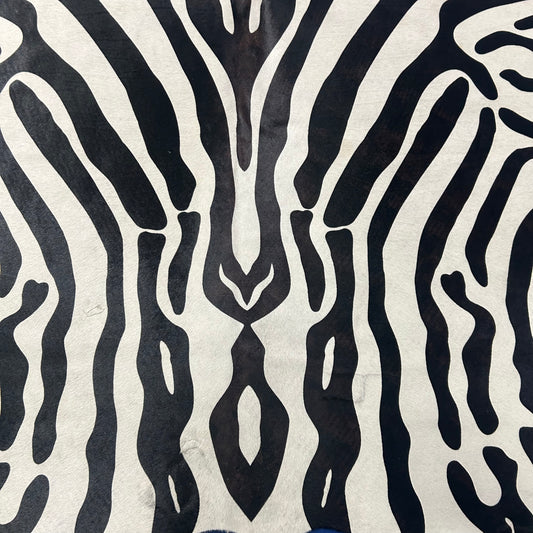 Upholstery Zebra Cowhide Rug (2 blurry spots) Size: 7.5x6.5 feet Z-379