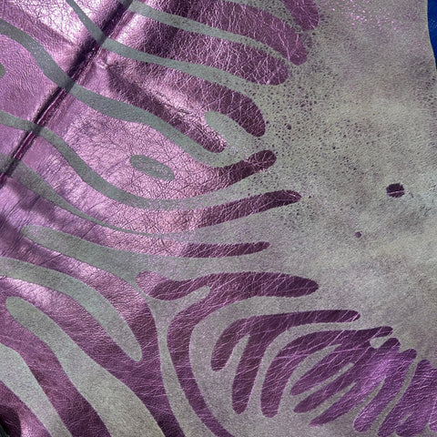 Pink Metallic Zebra Cowhide Rug Size: 7x6.5 feet J-074