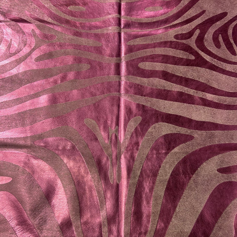 Pink Metallic Zebra Cowhide Rug Size: 7x6.2 feet J-076