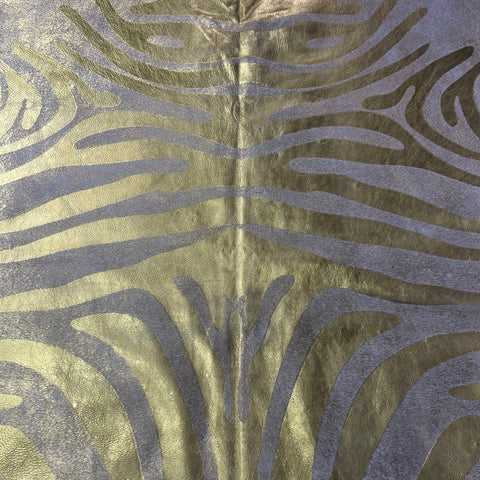 Gold Metallic Zebra Cowhide Rug Size: 7x6.2 feet J-078