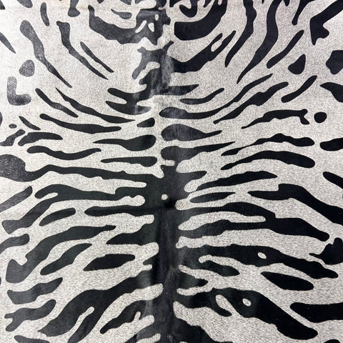 Grey Java Tiger Cowhide Rug (fire brand) Size: 7x6.7 feet Z-384