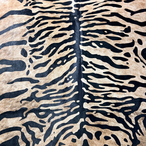 Java Tiger with Medium Brindle background Cowhide Rug Size: 8x6.5 feet Z-386