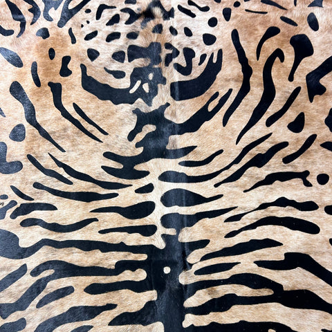 Java Tiger with Medium Brindle background Cowhide Rug Size: 8x6.5 feet Z-386