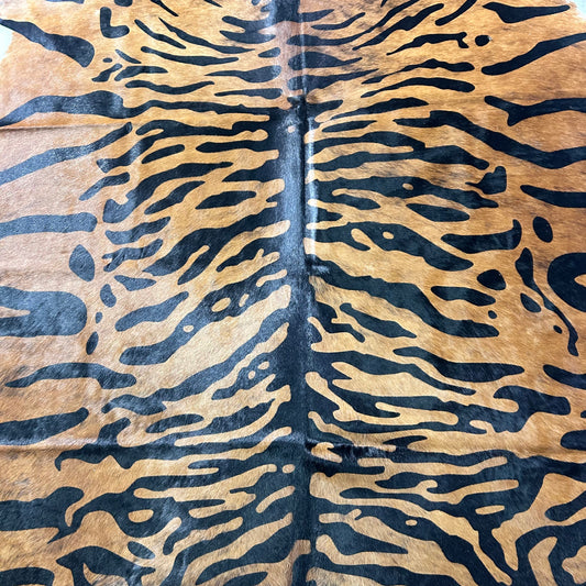 Java Tiger Cowhide Rug Size: 7x6.5 feet Z-391