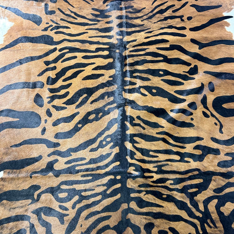 Java Tiger Cowhide Rug (heavy and soft hide) Size: 7x6.5 feet Z-392