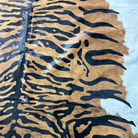 Java Tiger Cowhide Rug (heavy and soft hide) Size: 7x6.5 feet Z-392