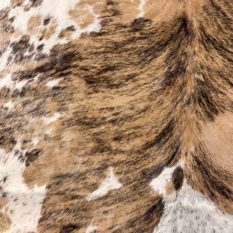 Gorgeous Beige Tricolor Brazilian Cowhide Rug Size: 7.5x6 feet D-663