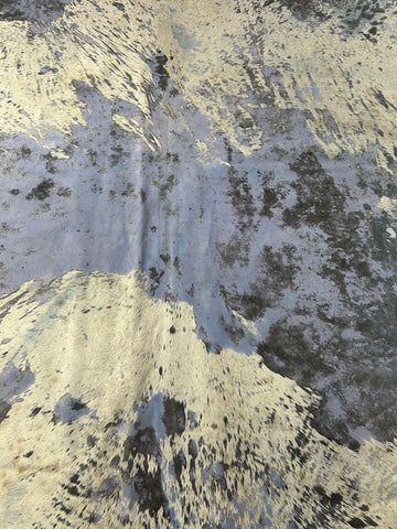 Acid Washed Cowhide Rug with Blue Dye (AZ as a fire brand/ some beige spots) Size: 9x7.5 feet D-127