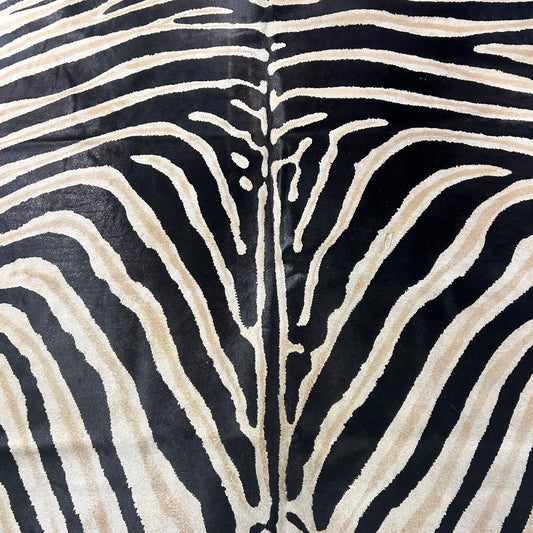 Genuine Zebra Print Cowhide Rug (1 small patch) Size: 7.5x6.5 feet Z-393