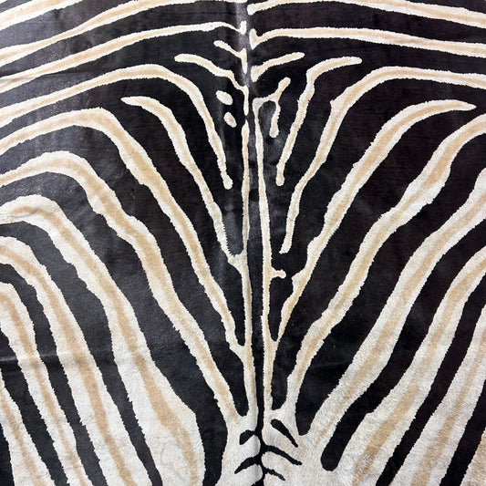 Genuine Zebra Print Cowhide Rug (1 small patch) Size: 7x6 feet Z-395
