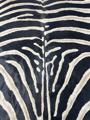 Genuine Zebra Print Cowhide Rug (black stripes are a bit faded/ 2 hard to see patches) Size: 7x5.7 feet D-166